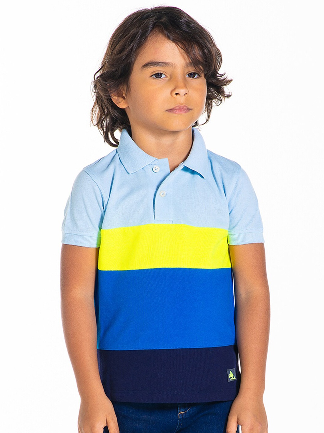 

Cherry Crumble Boys Multicoloured Colourblocked Polo Collar T-shirt, Multi