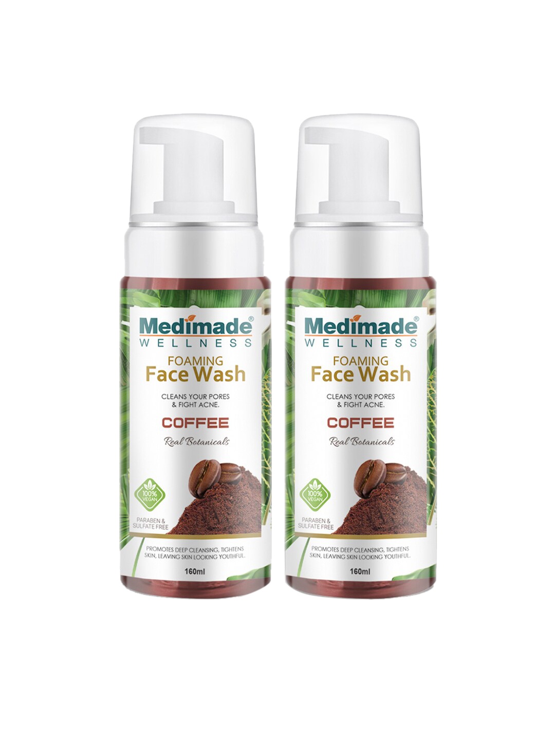 

Medimade Pack of 2 Coffee Foaming Face Wash 320 ml, Brown