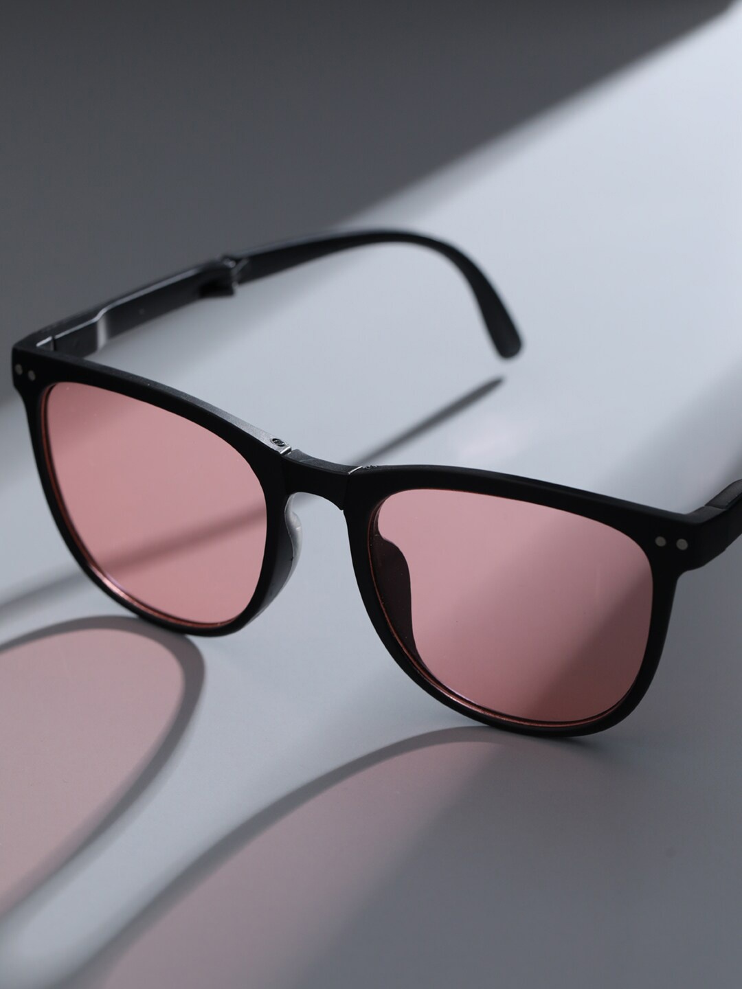 

Jazz and Sizzle Unisex Pink Lens & Black Wayfarer Sunglasses with UV Protected Lens