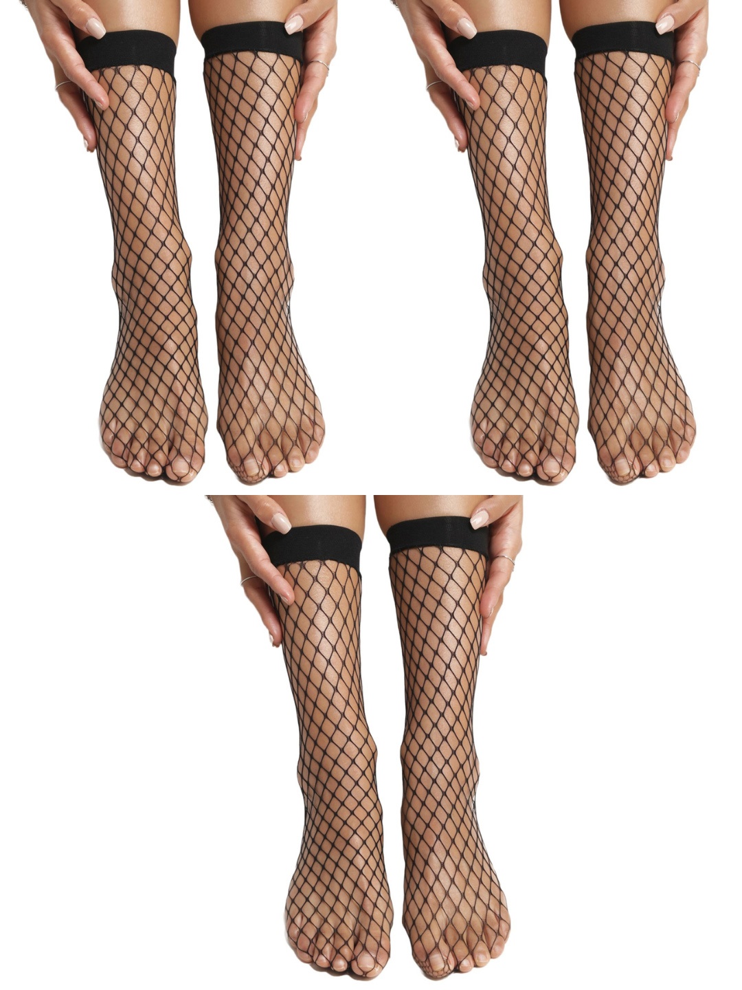 

N2S NEXT2SKIN Women Black Solid Fish Net Socks