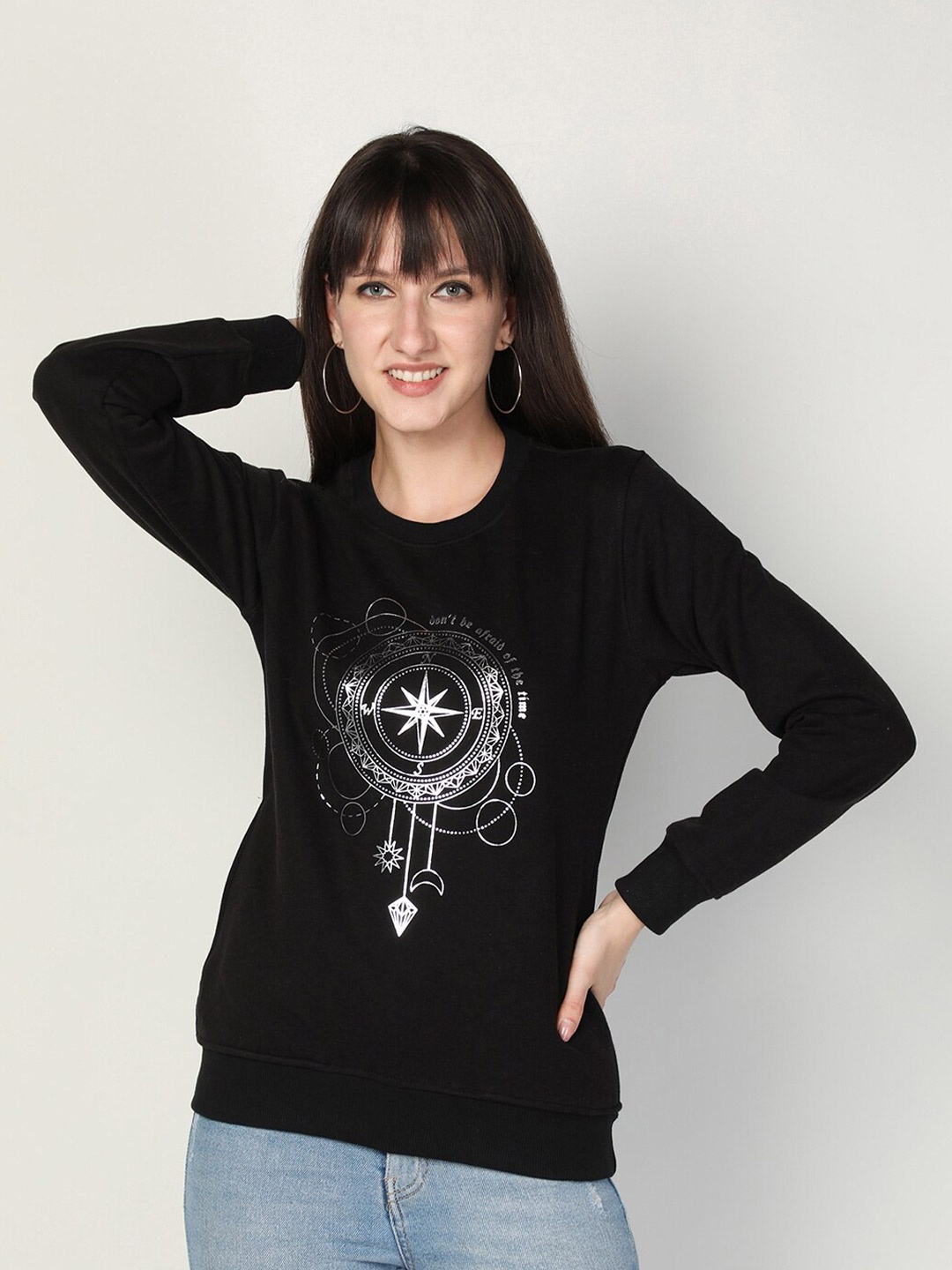 

PROTEX Women Black Printed Sweatshirt