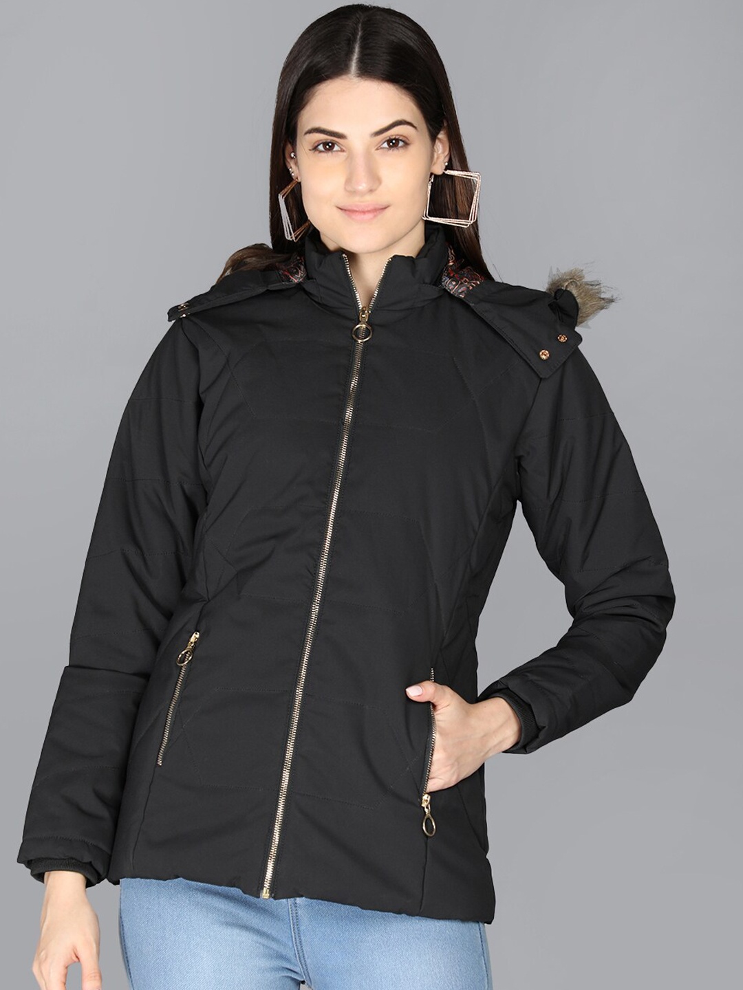 

PROTEX Women Black Outdoor Parka Jacket