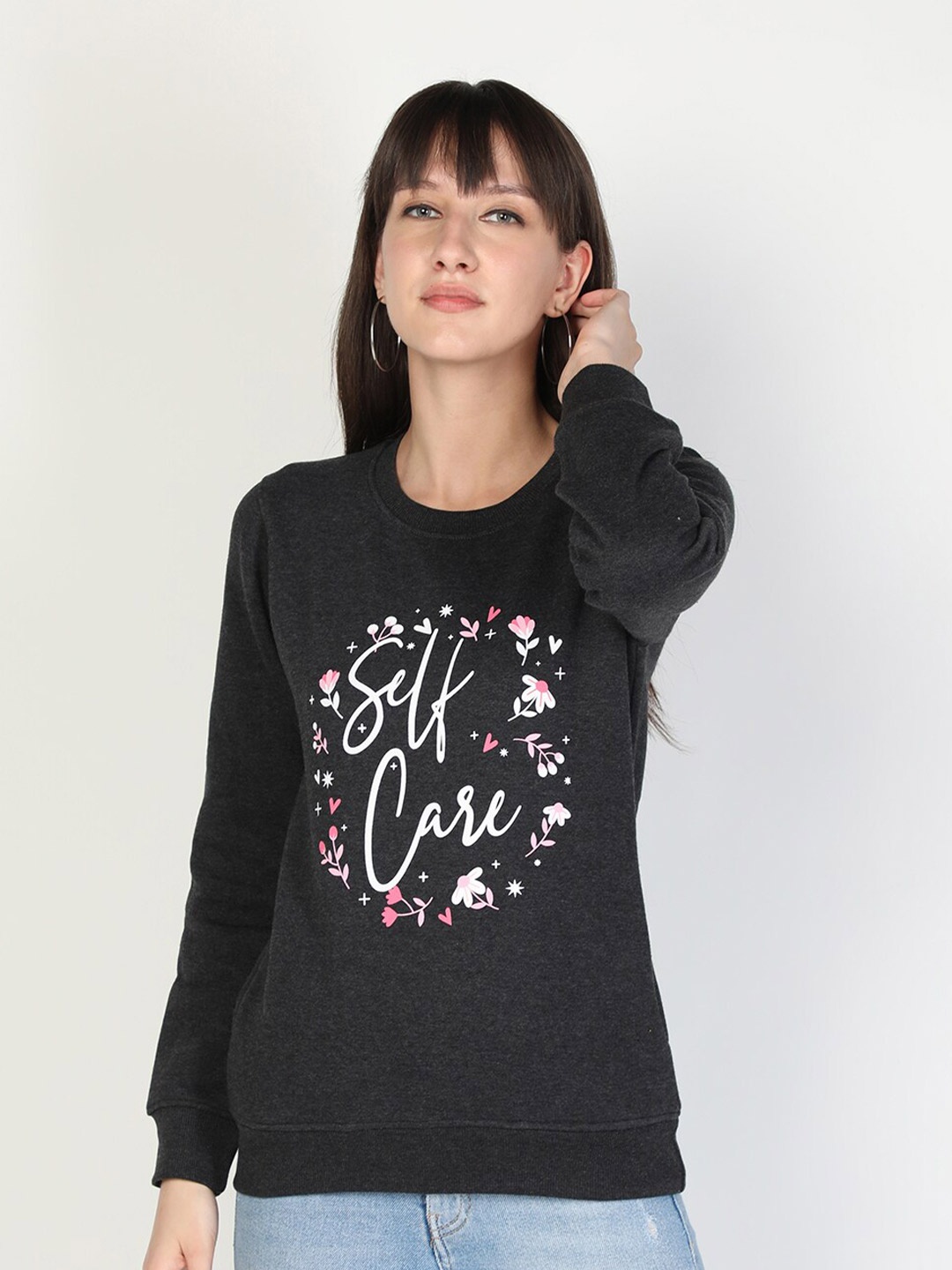 

PROTEX Women Grey Printed Sweatshirt