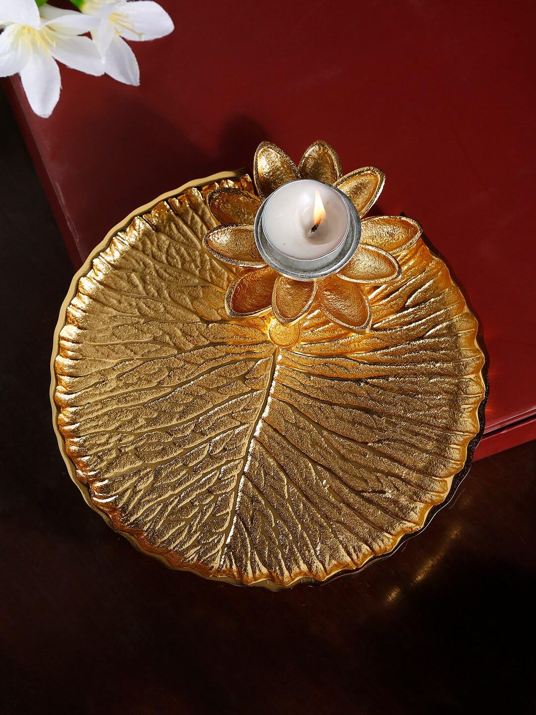 

EK BY EKTA KAPOOR Gold-Toned Brass Festive Pooja Plate