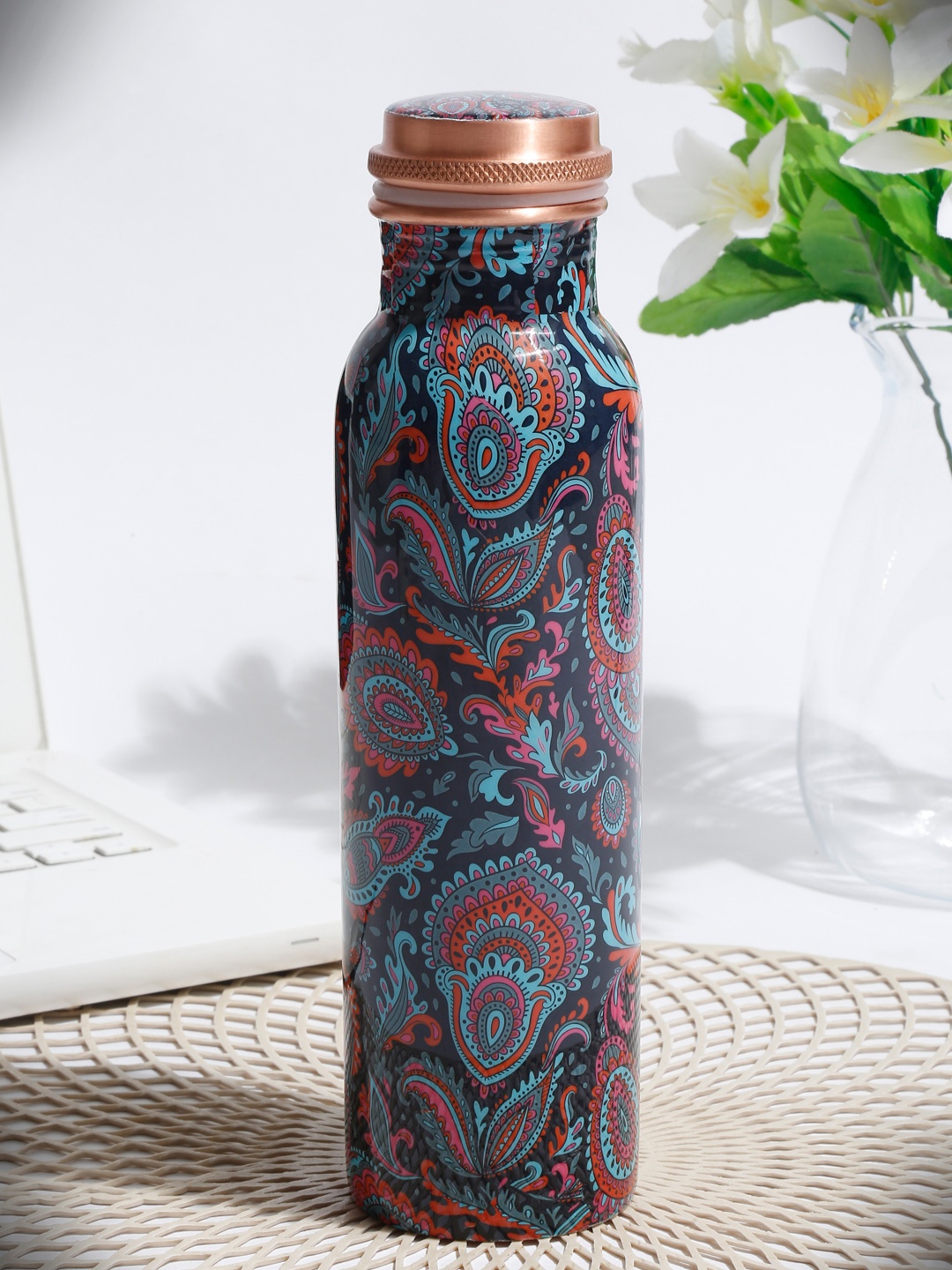 

EK BY EKTA KAPOOR Multi Enamel Printed Copper Water Bottle 1 L