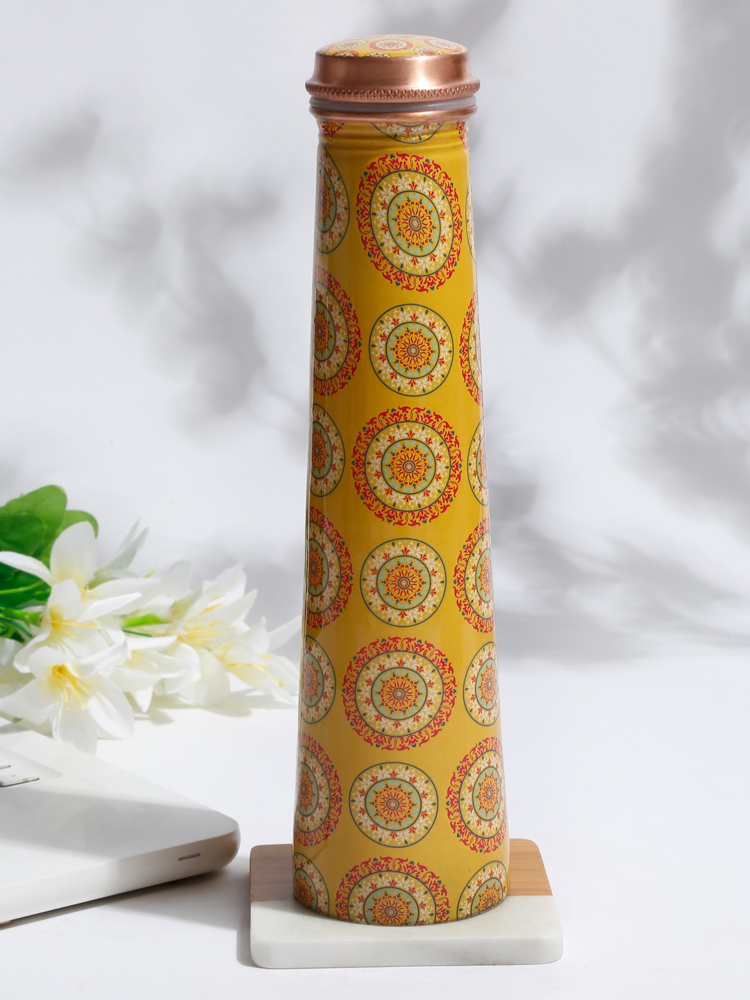 

EK BY EKTA KAPOOR Yellow Enamel Printed Copper Bottle - 1 L