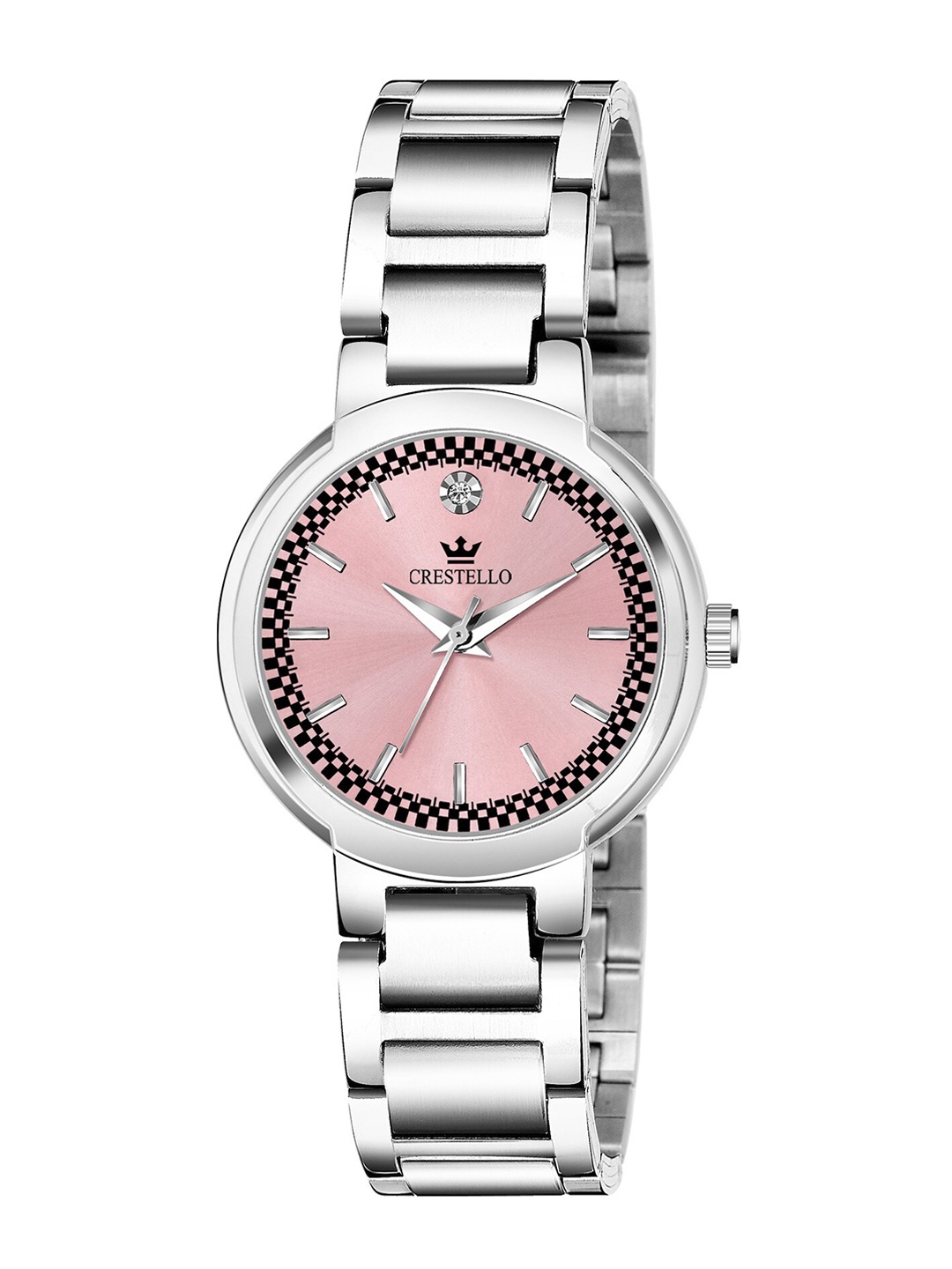 

CRESTELLO Women Pink Brass Dial & Silver Toned Stainless Steel Wrap Around Straps Analogue Watch