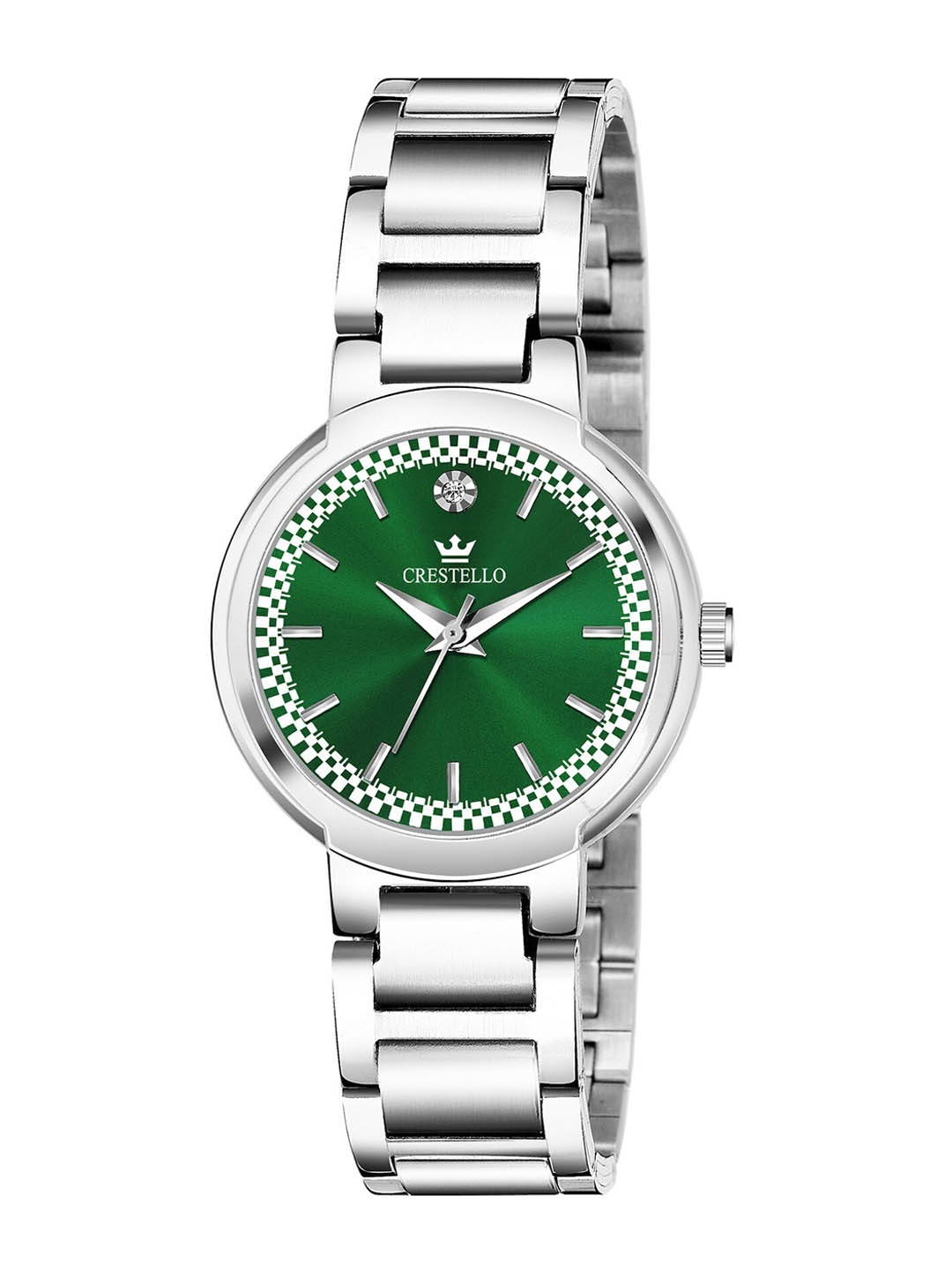 

CRESTELLO Women Embellished Dial & Stainless Steel Bracelet Style Straps Analogue Watch, Green