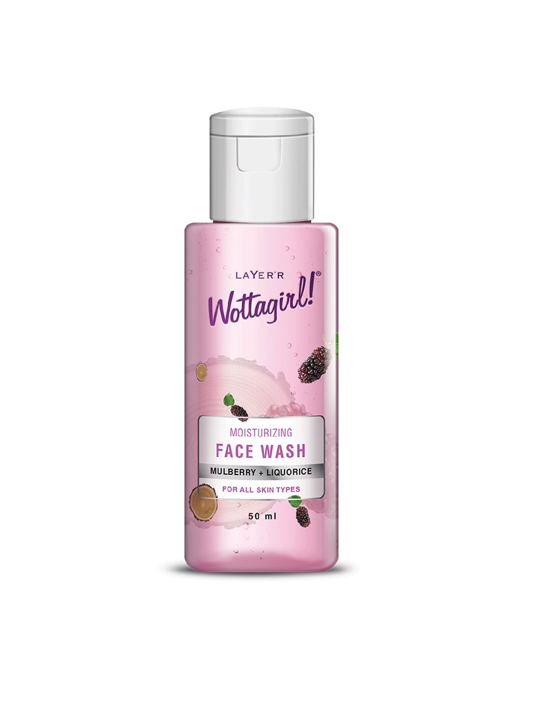 

Layerr Wottagirl Moisturizing Face Wash with Mulberry & Liquorice - 50 ml, Pink