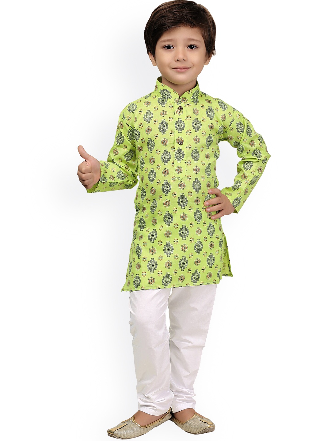 

KIDS FARM Boys Green Ethnic Motifs Printed Kurta with Pyjamas