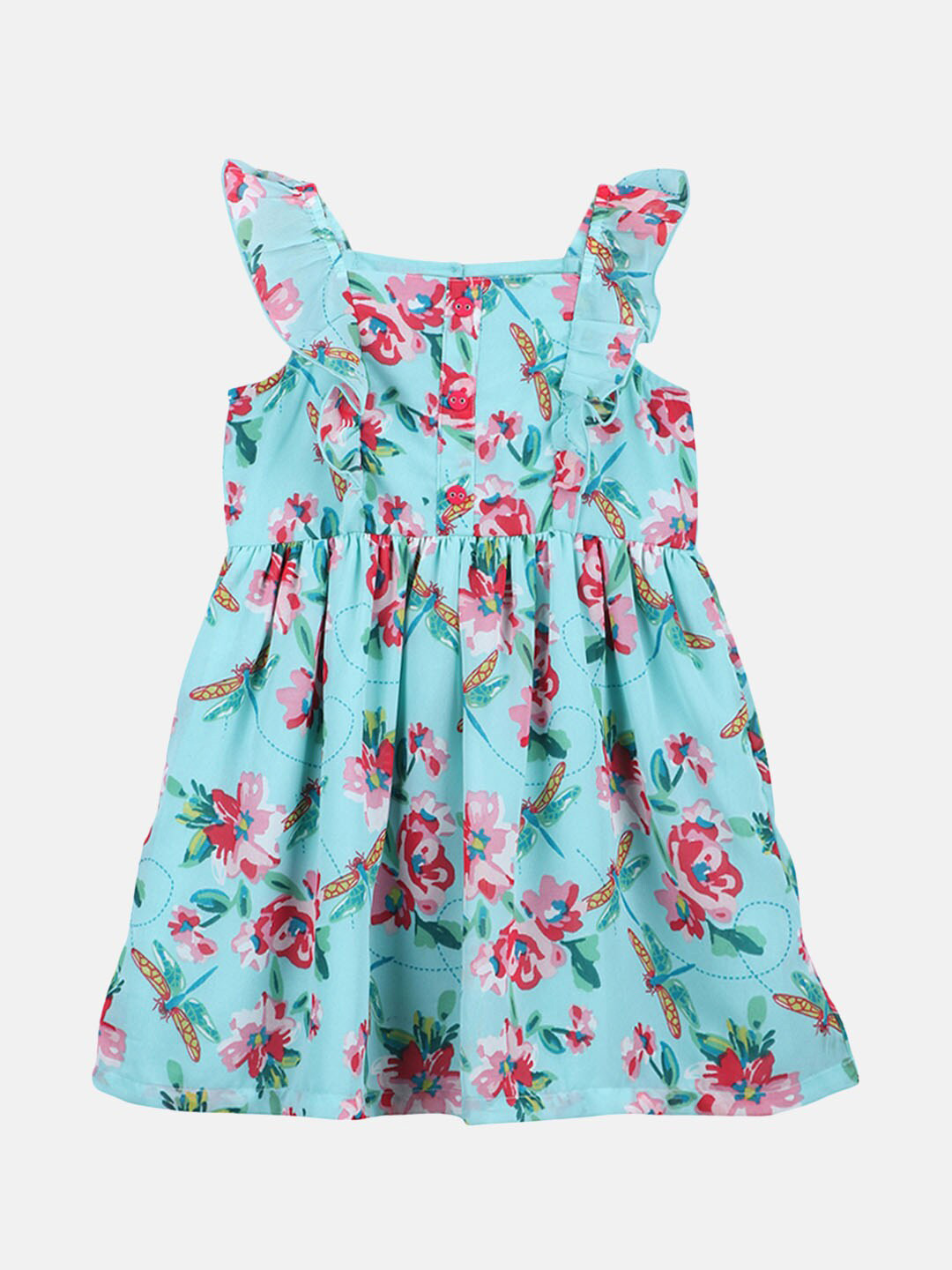 

Beebay Girls Turquoise Blue Floral Printed Dress
