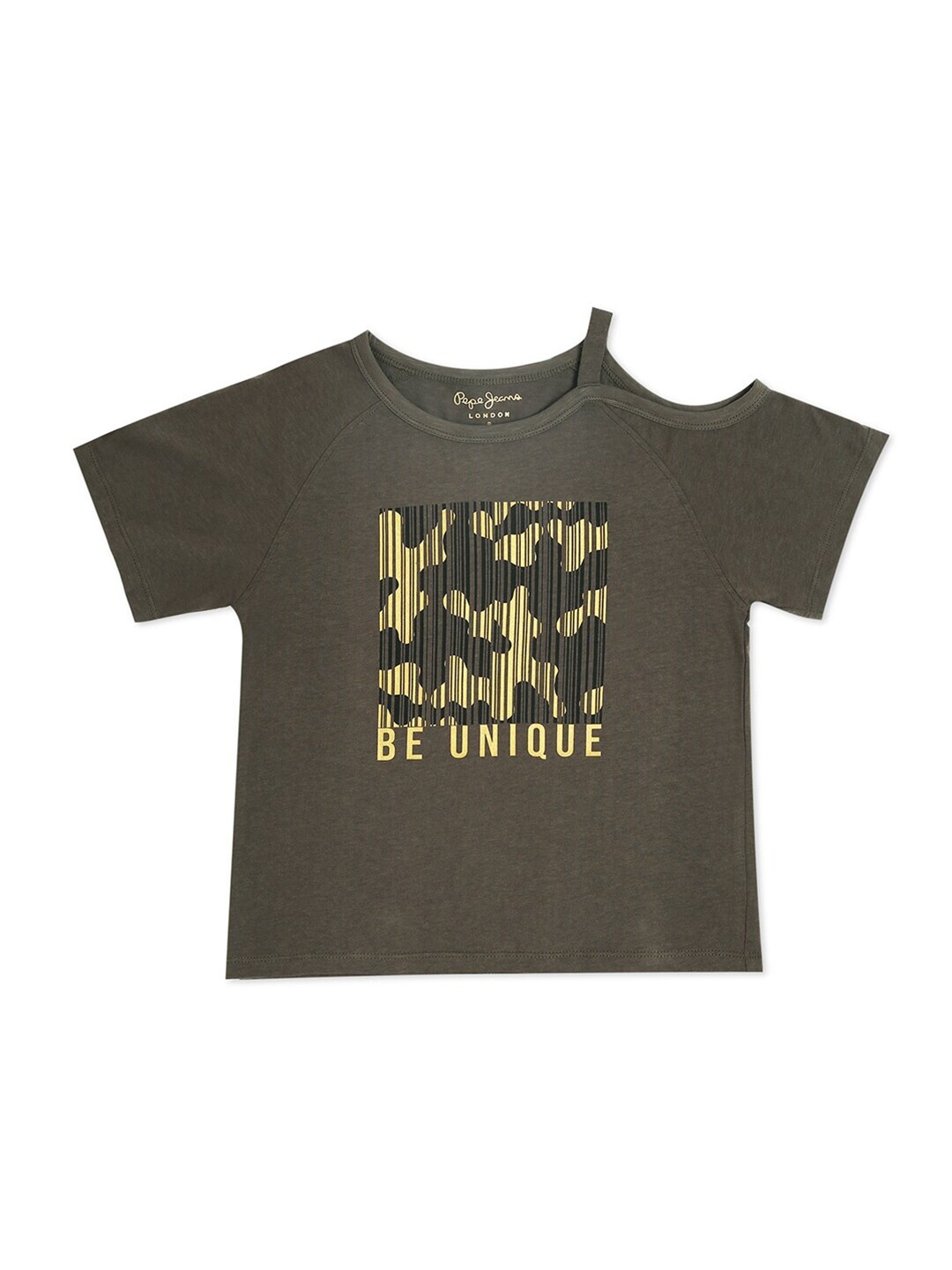 

Pepe Jeans Girls Green Printed Corrine Cold Shoulder T-shirt