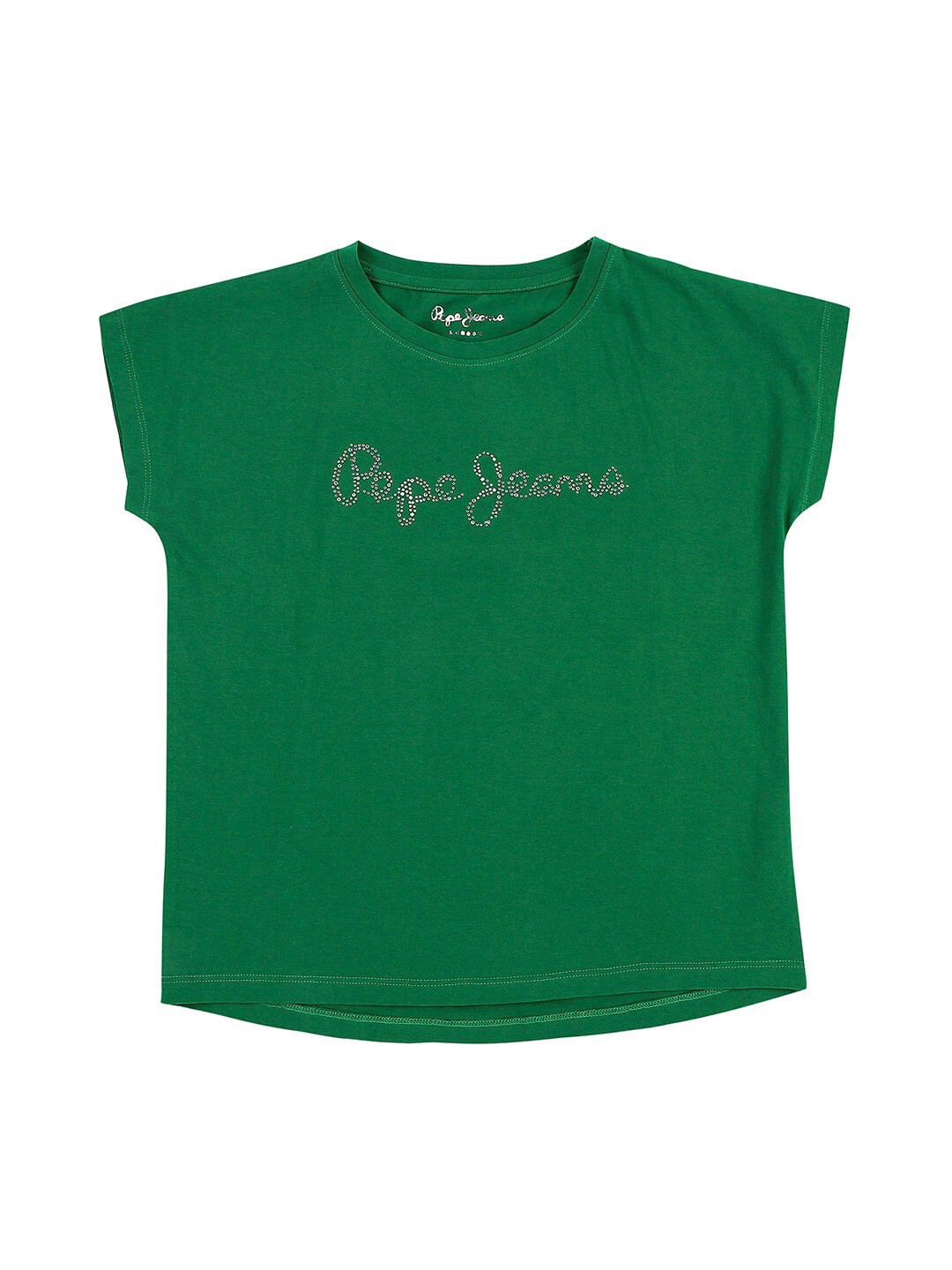 

Pepe Jeans Girls Green Typography Extended Sleeves T-shirt