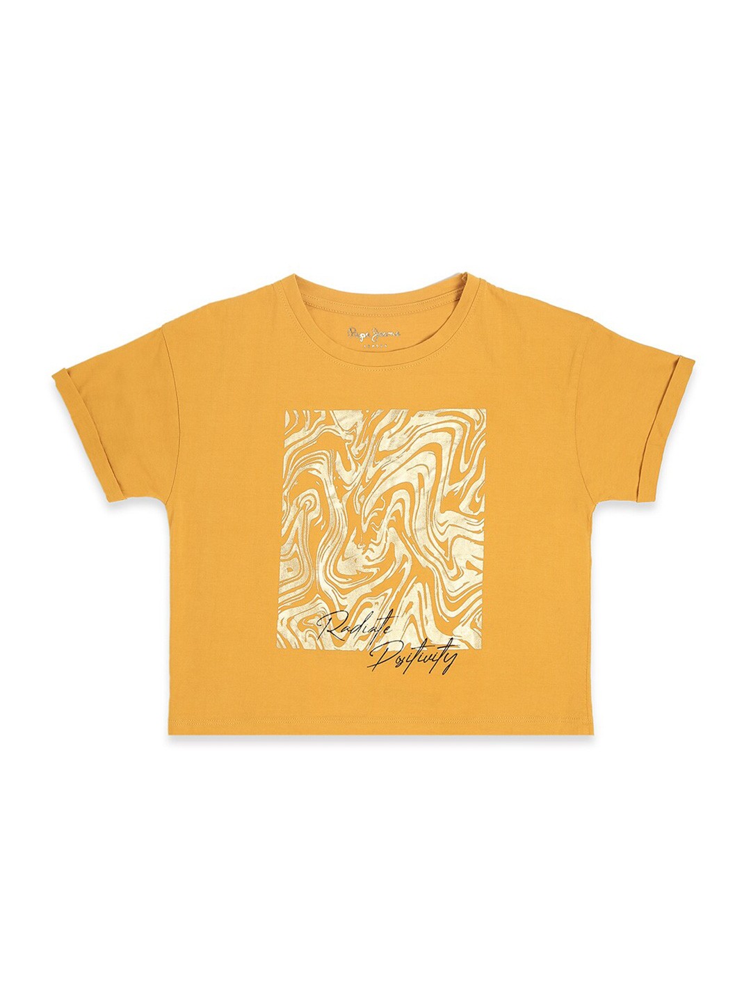 

Pepe Jeans Girls Yellow Graphic Printed T-shirt