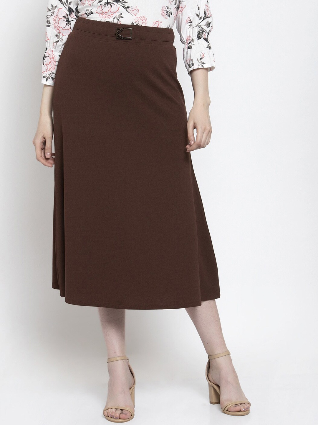 

Westwood Women Brown Solid Midi A-Line Skirt