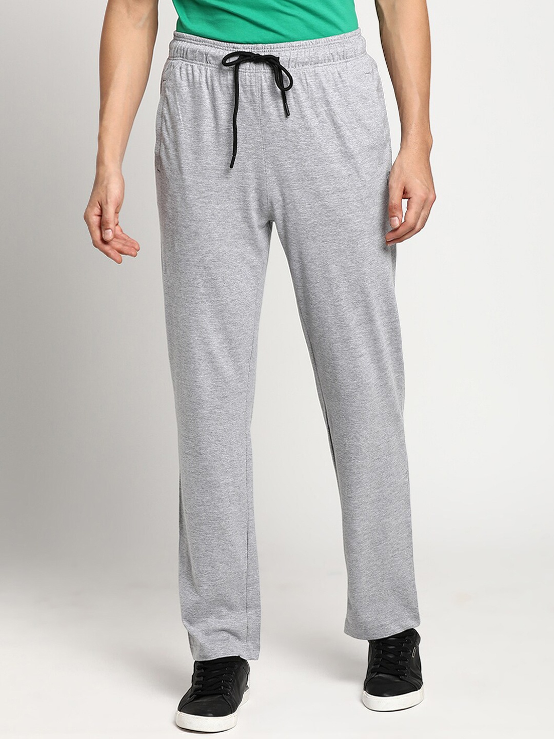 

Turtle Men Grey Melange Solid Cotton Slim Fit Track Pants