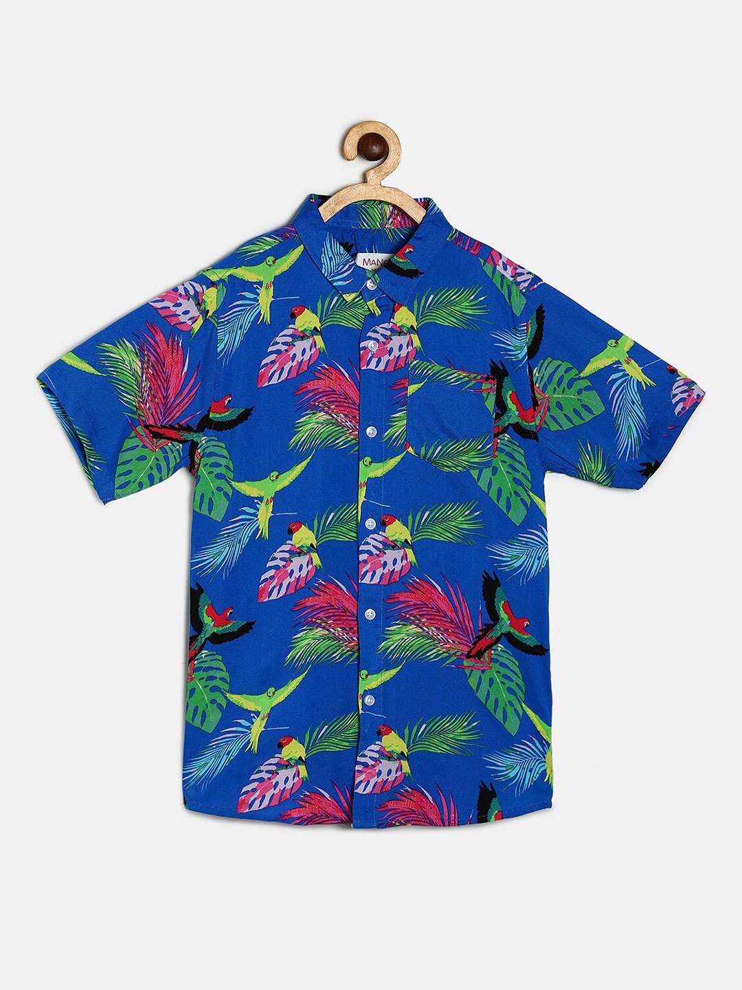 

MANET Boys Green Classic Floral Printed Casual Shirt
