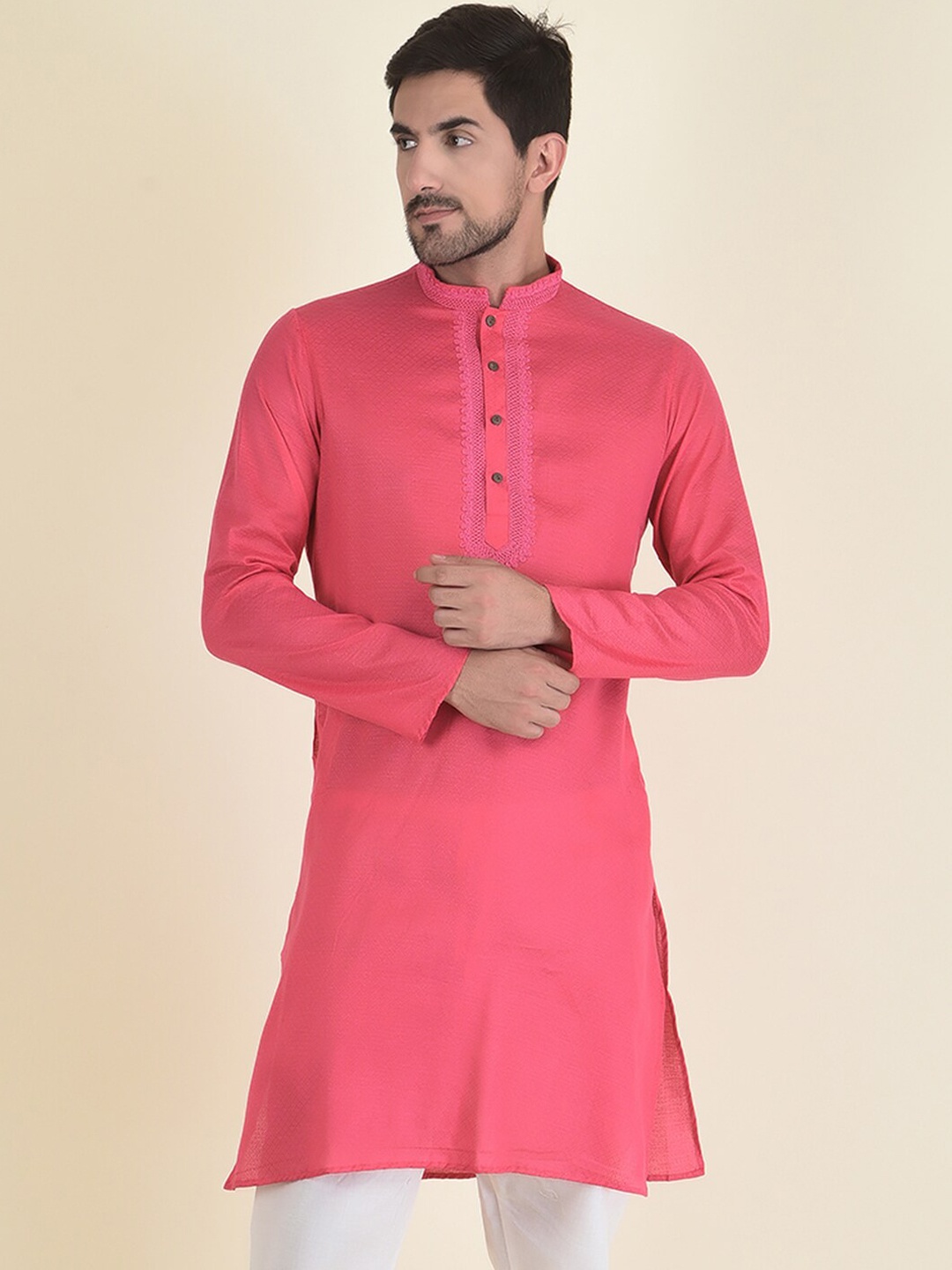 

DEYANN Men Pink Kurta With Pyjamas