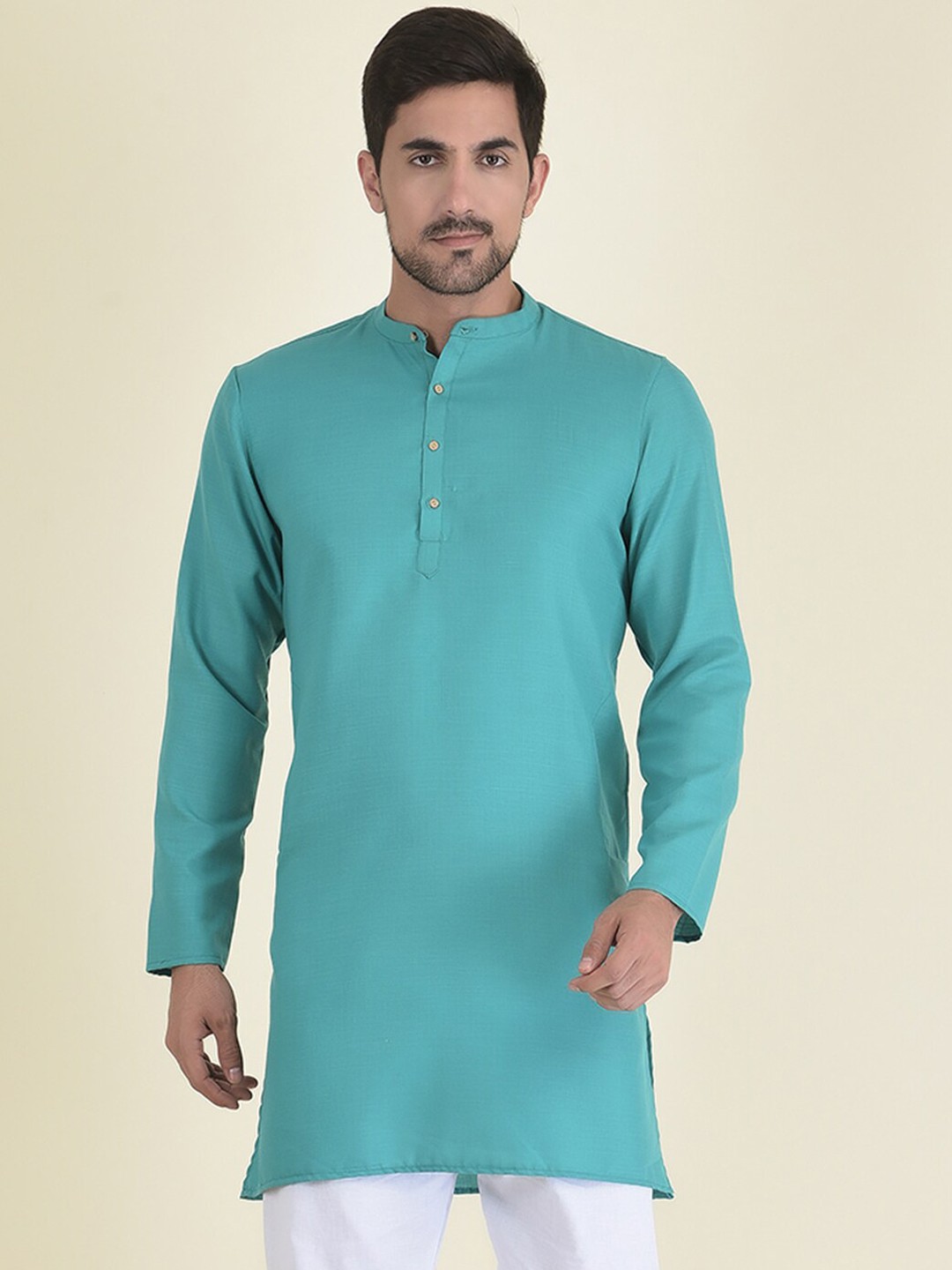 

DEYANN Men Green Solid Pure Cotton Kurta with Pyjamas