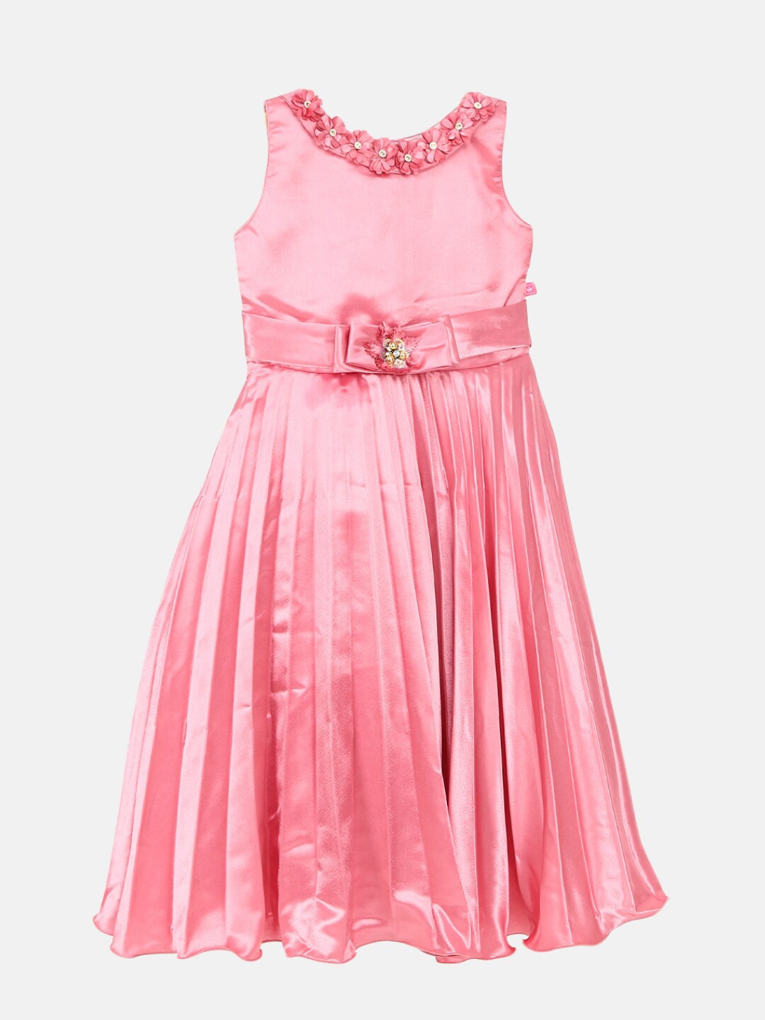 

V-Mart Girls Pink Solid Satin Party Dress