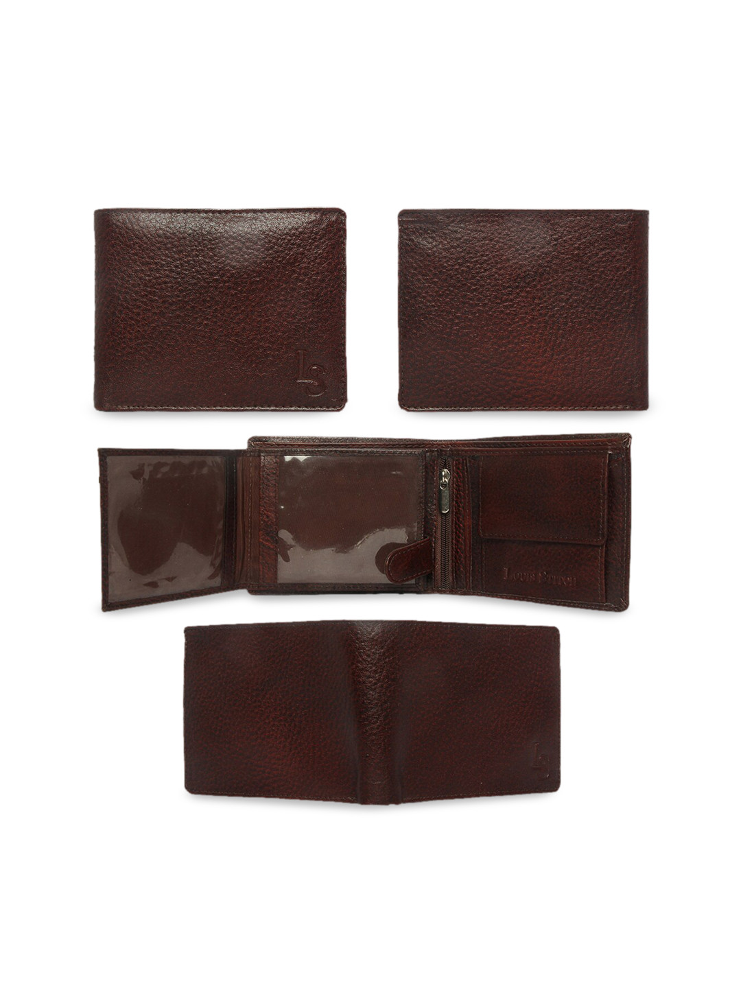 

LOUIS STITCH Men Genuine Italian Leather Tie Wallet Belt Accessory Gift Set, Brown