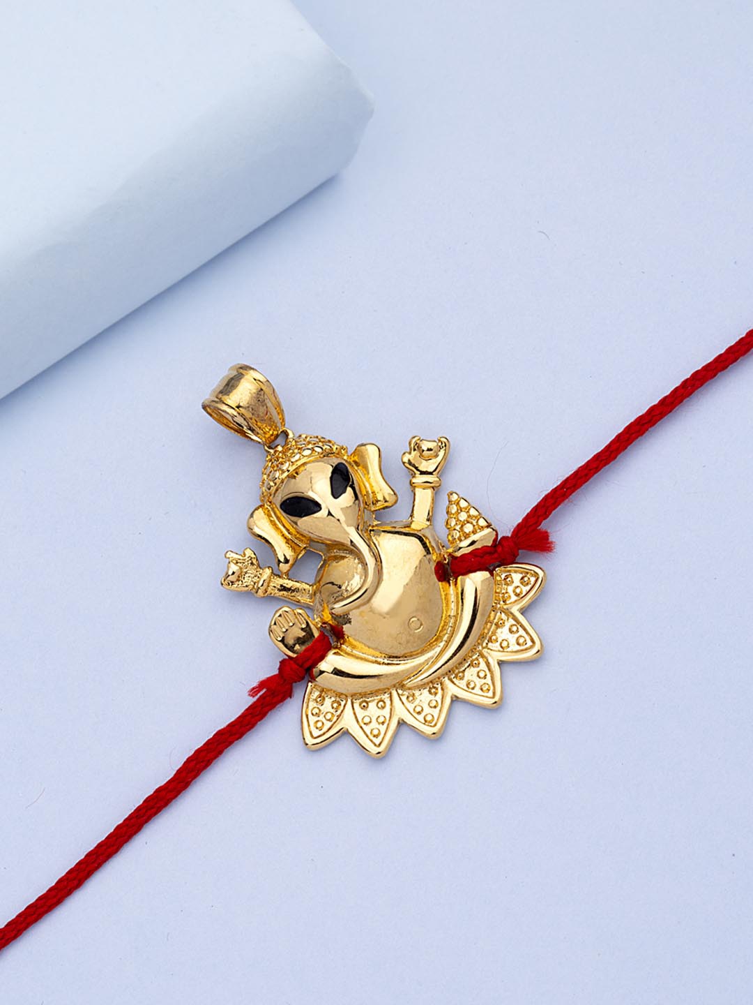 

Voylla Gold-Plated Red Beaded Ganesha Rakhi-Pendant