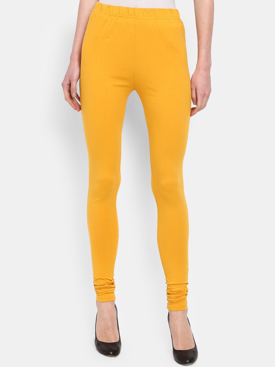 

Desi Mix Women Yellow Solid Churidar Length Leggings
