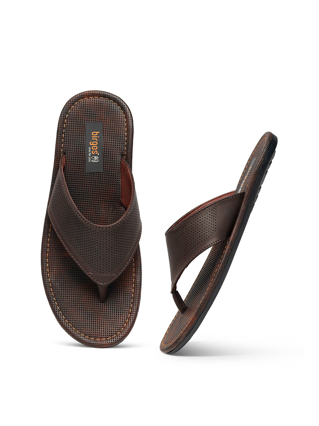 

birgos Men Brown Comfort Sandals