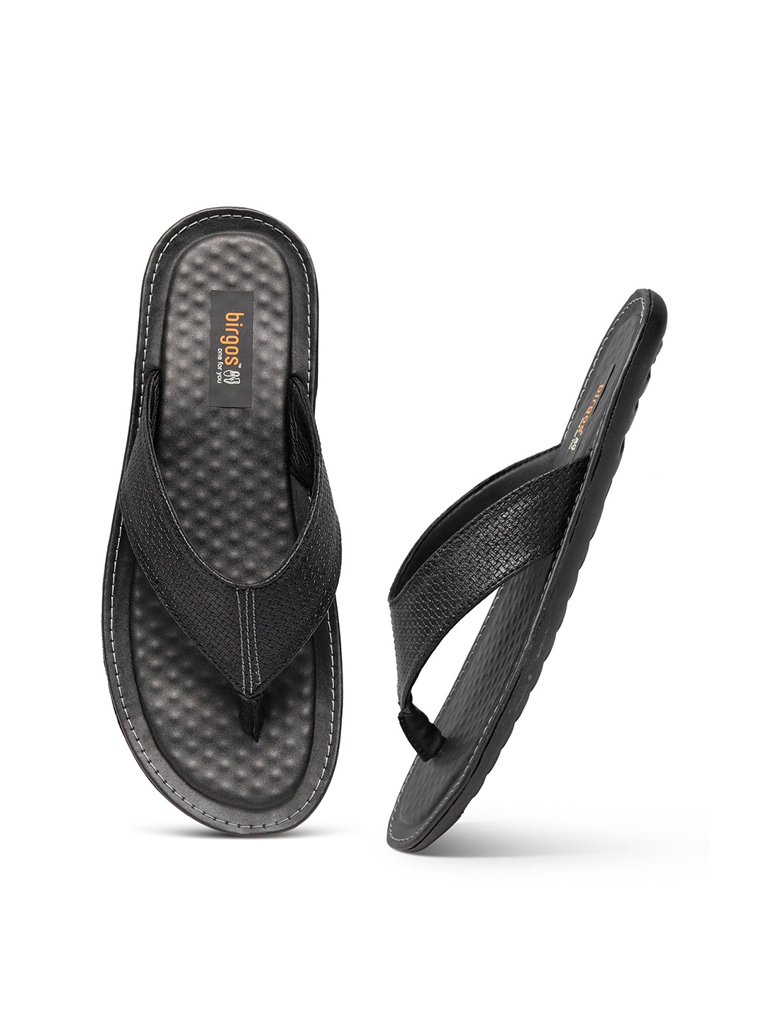 

birgos Men Black Comfort Sandals