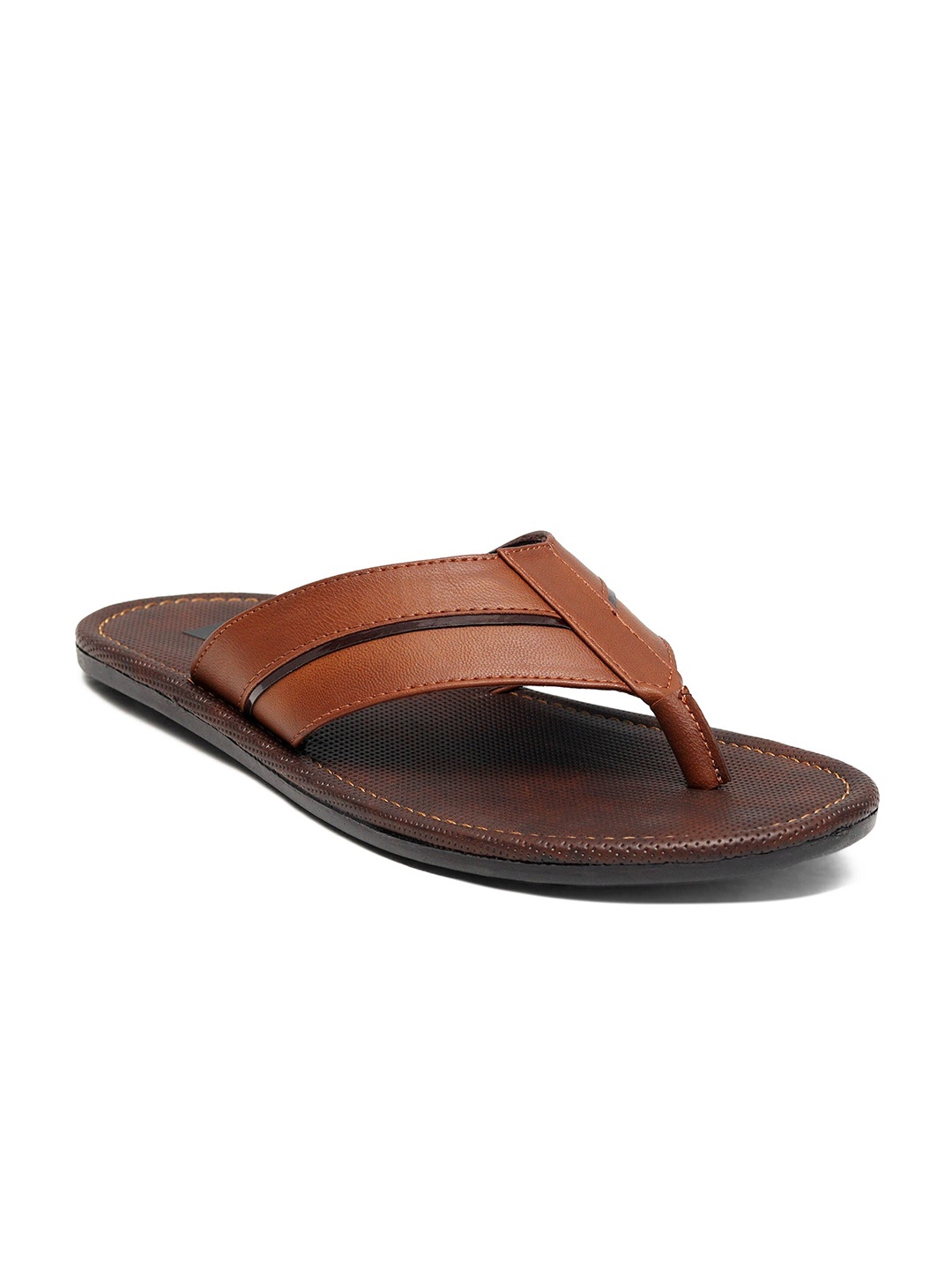 

birgos Men Tan & Black Comfort Sandals