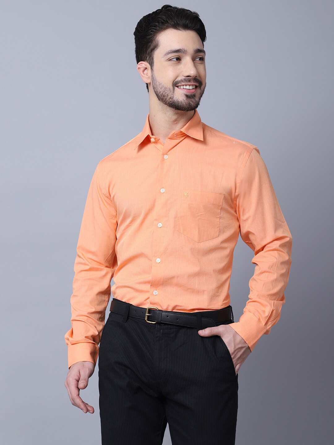

Cantabil Men Orange Solid Casual Shirt