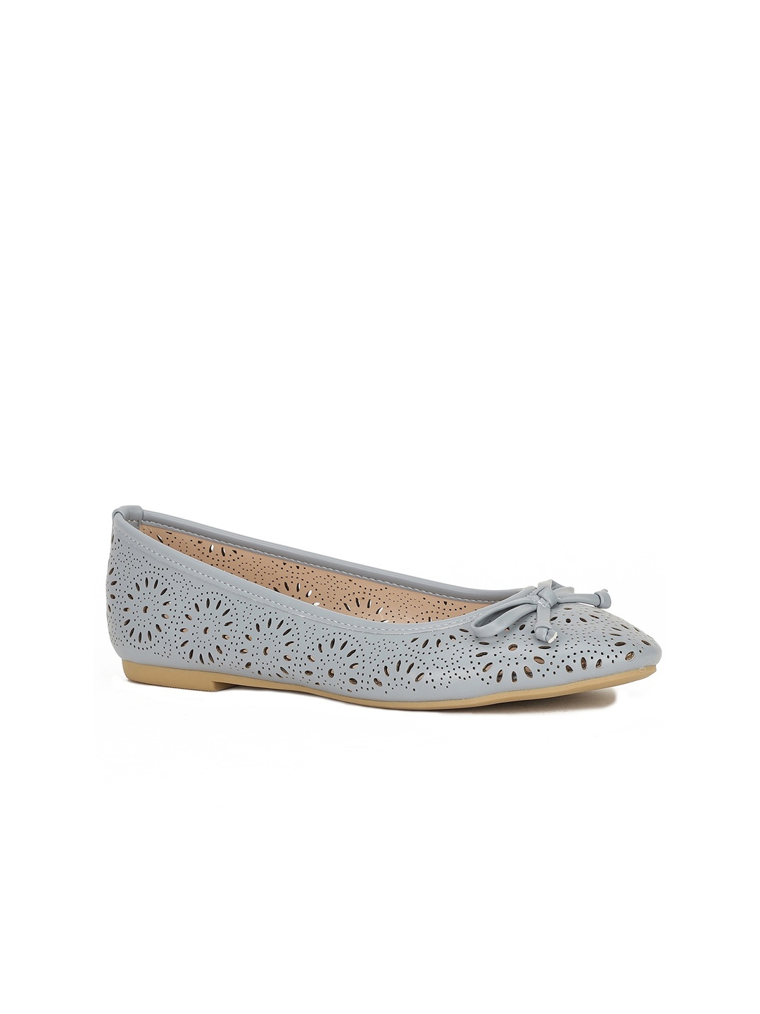 

Bata Women Blue Textured Laser Cuts Flats