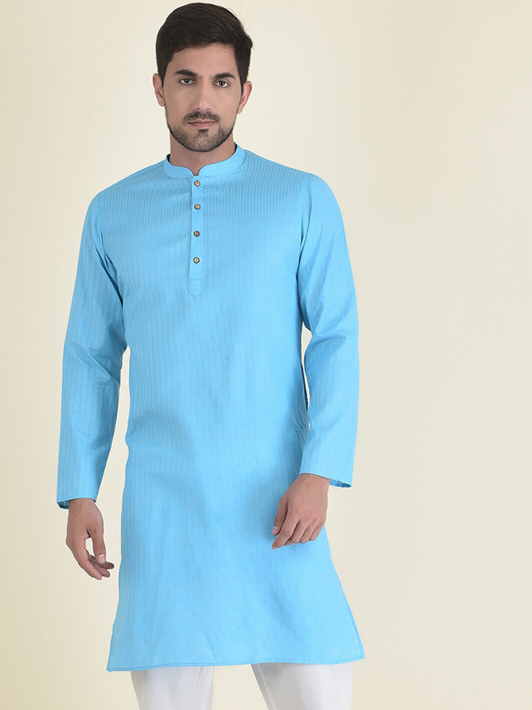 

DEYANN Men Blue Jacquard Kurta