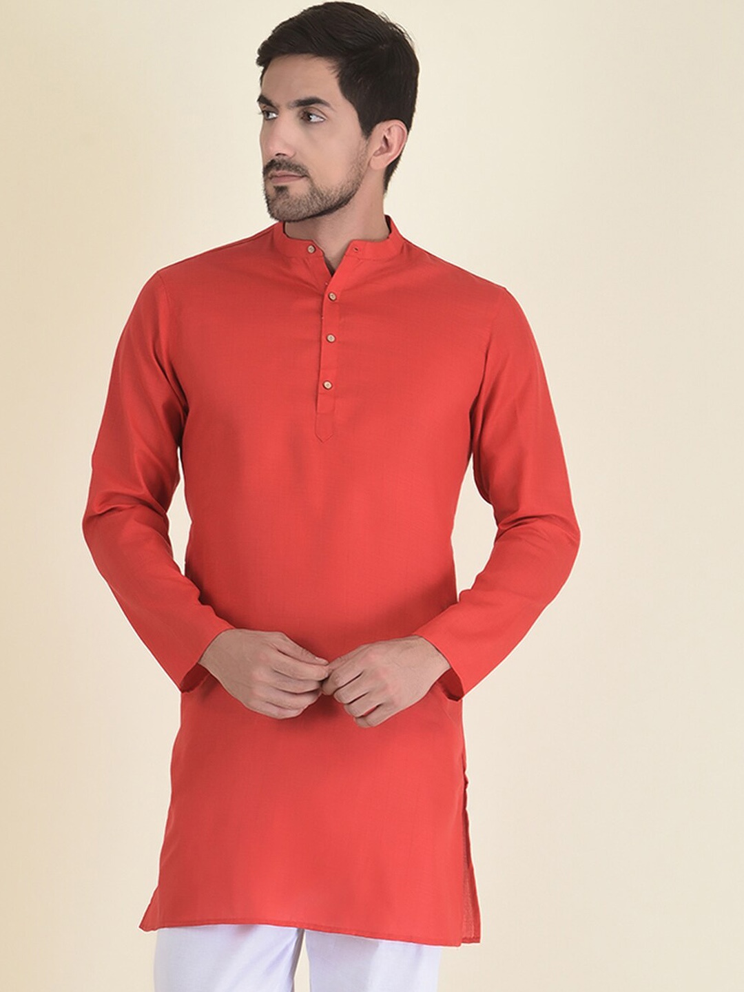 

DEYANN Men Red Kurta