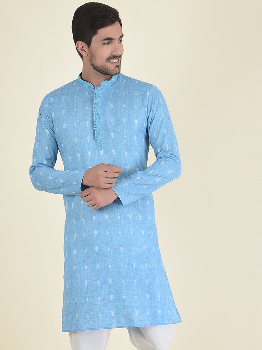 

DEYANN Men Blue Ethnic Motifs Kurta