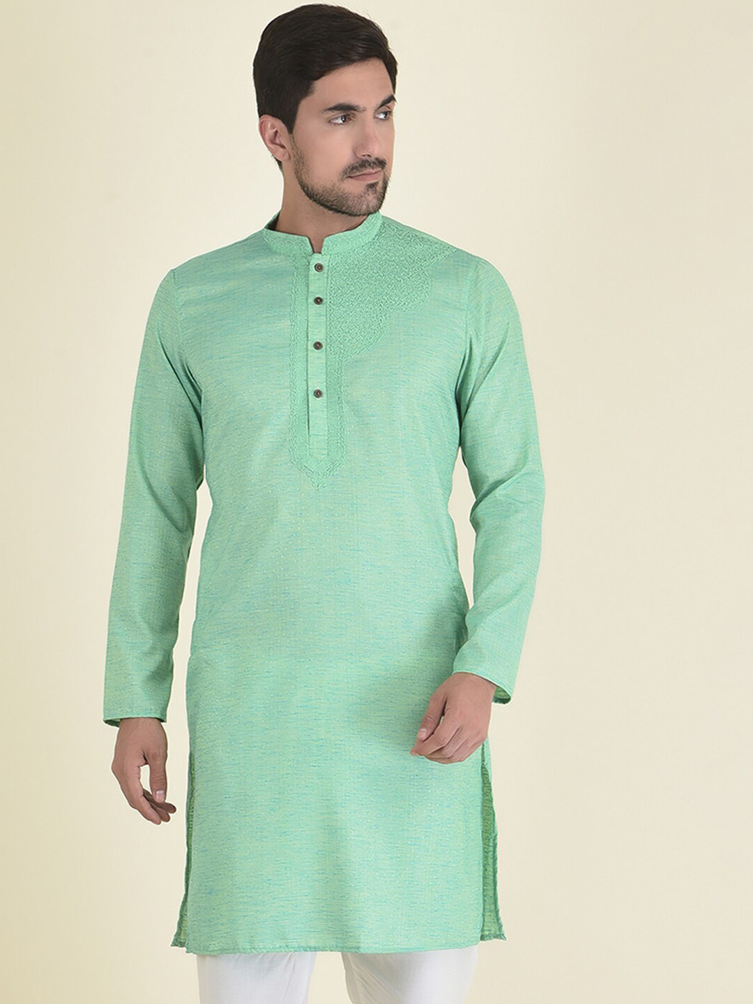 

DEYANN Men Green Kurta