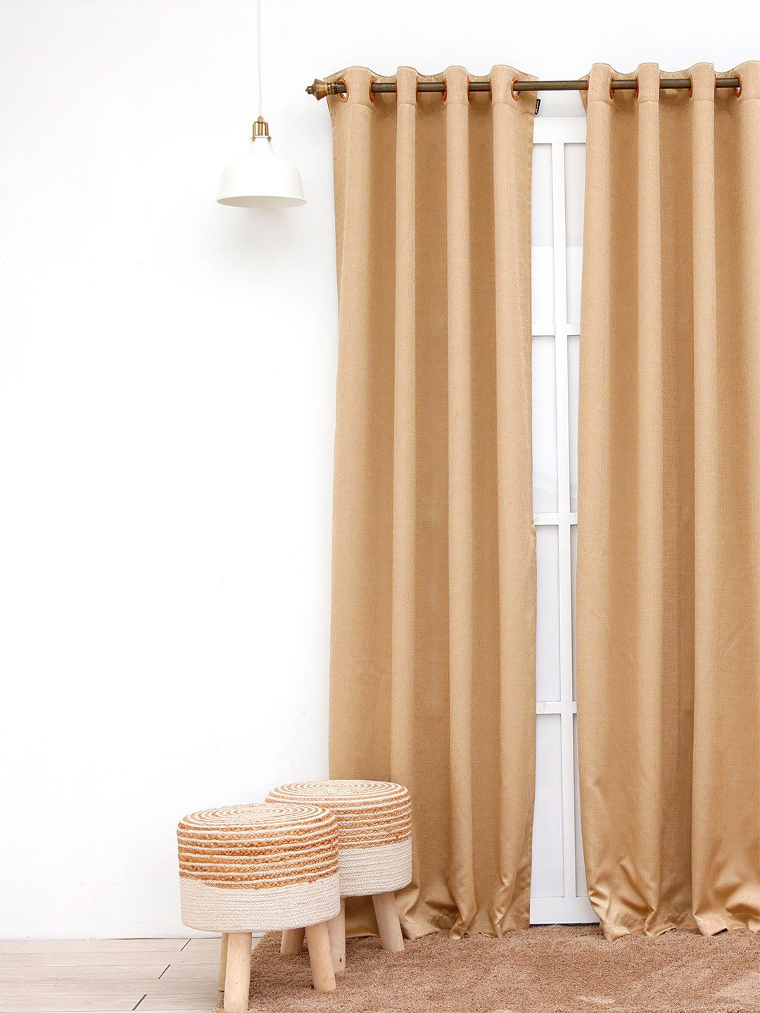 

Ariana Beige Black Out Self Designed Long Door Curtain