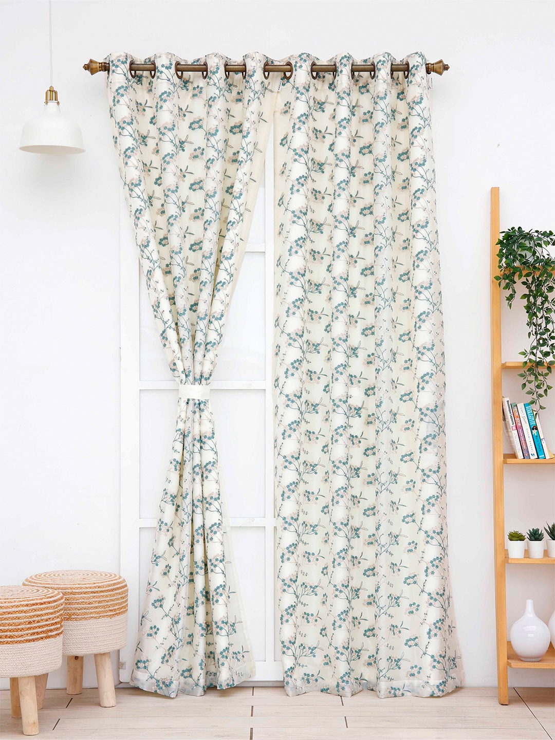 

Ariana Green & White Floral Long Door Curtain