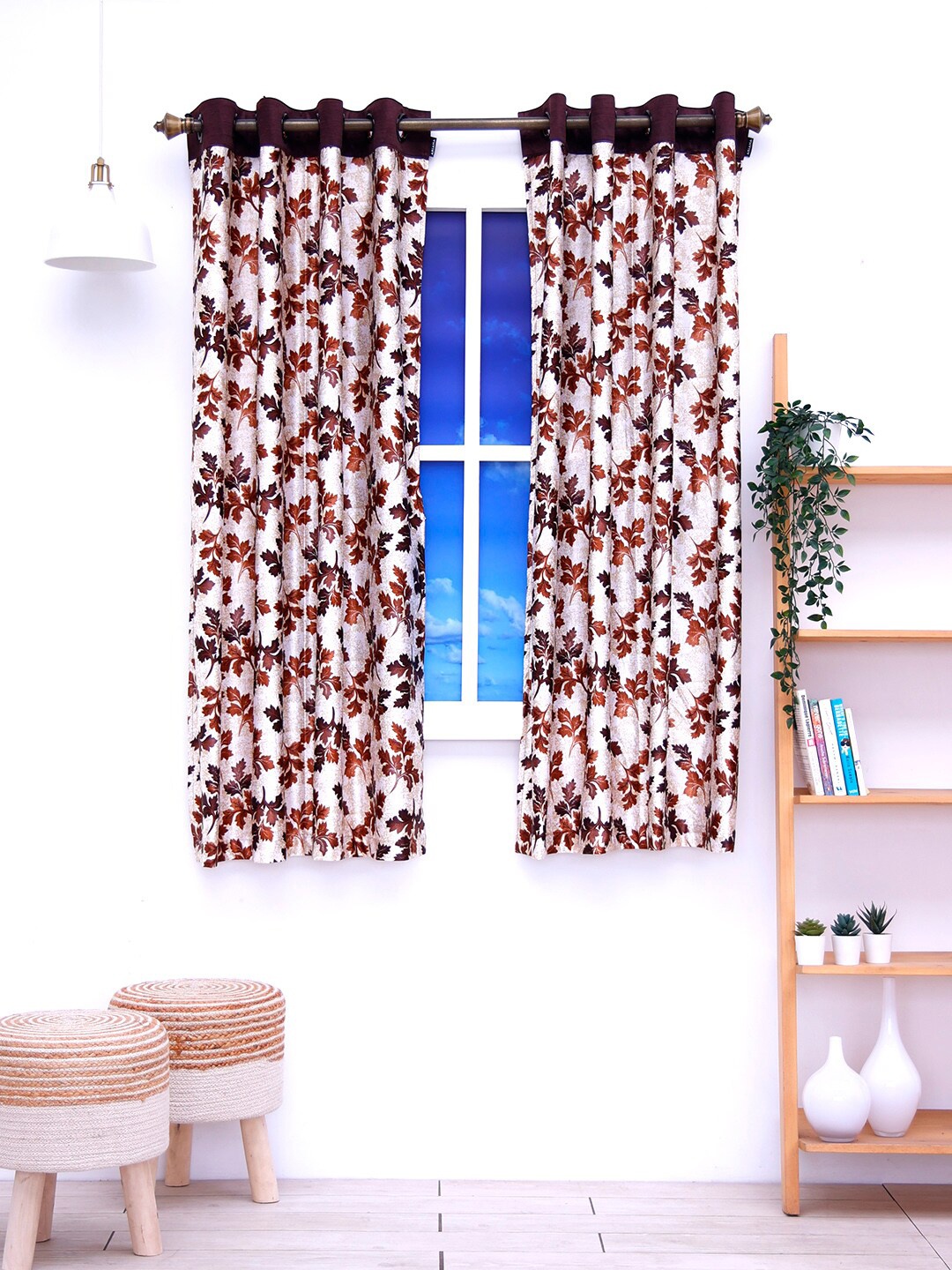 

Ariana Beige & Brown Pack of 2 Floral Window Curtain