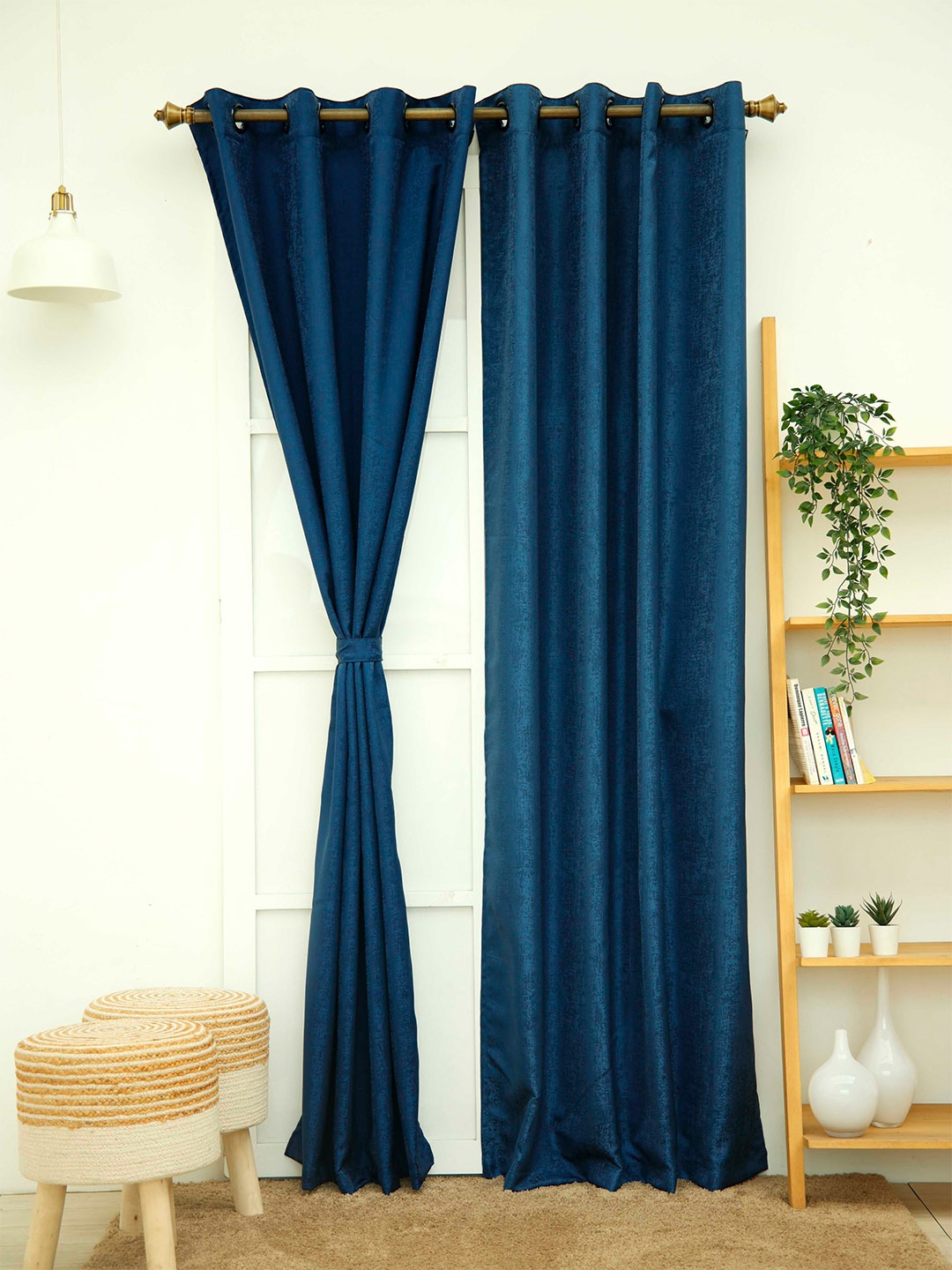 

Ariana Navy Blue Black Out Long Door Curtain