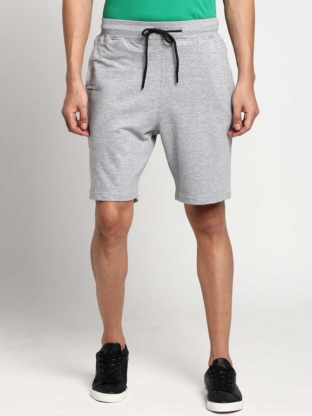 

Turtle Men Grey Melange Slim Fit Training or Gym Short