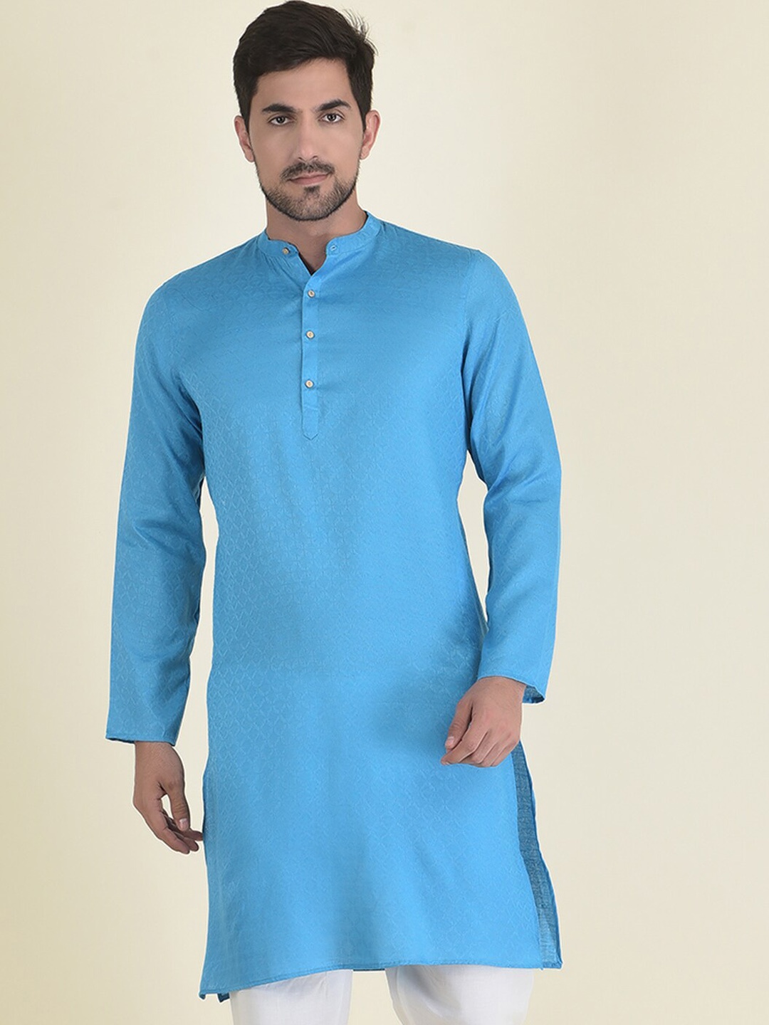 

DEYANN Men Blue Thread Work Kurta