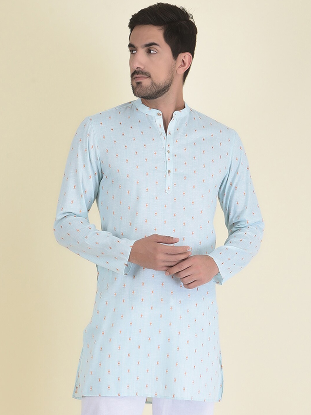 DEYANN Men Green Jacquard Kurta