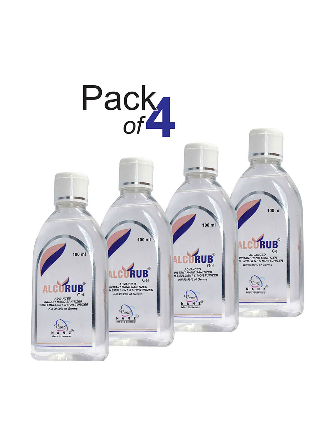 

Alcorub Pack of 4 Sanitizer &cleanser 100 ML, Transparent