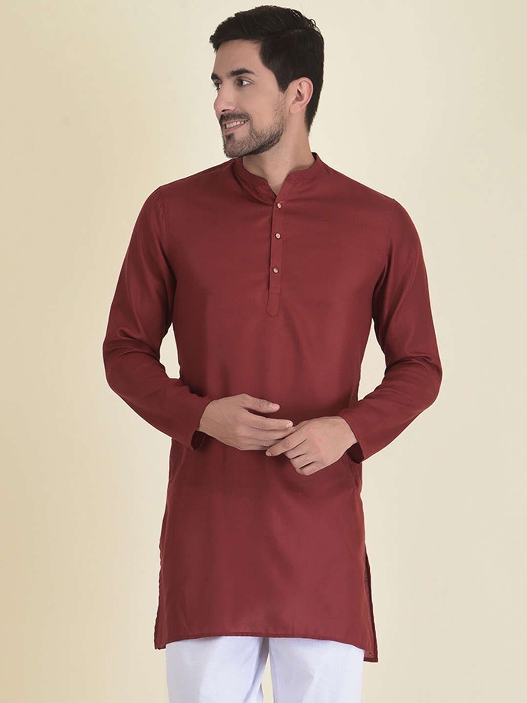 

DEYANN Men Maroon Kurta