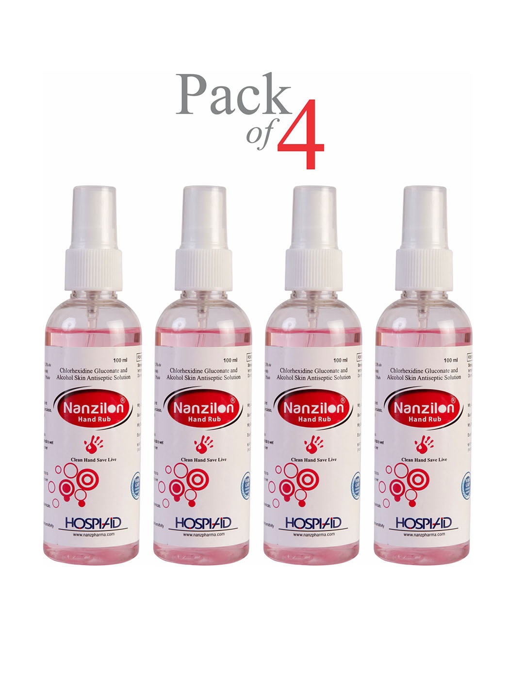 

Nanzilon Set of 4 Sanitizer,cleanser 100 ML, Pink