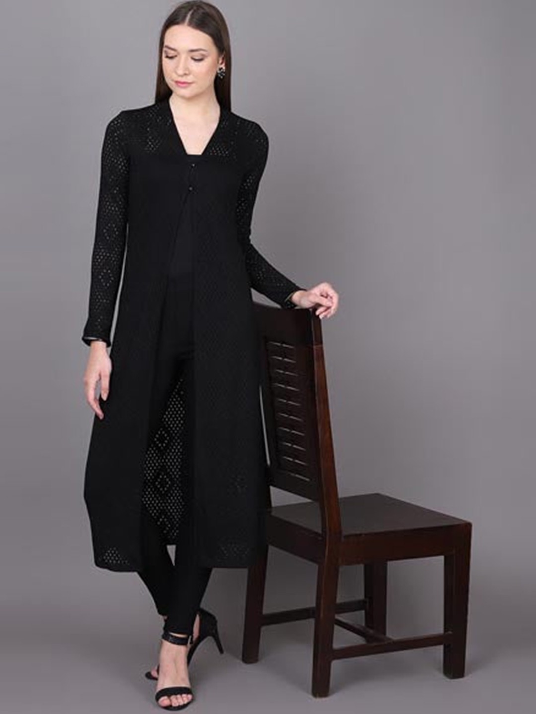 

Lakshita Women Black Longline Shrug