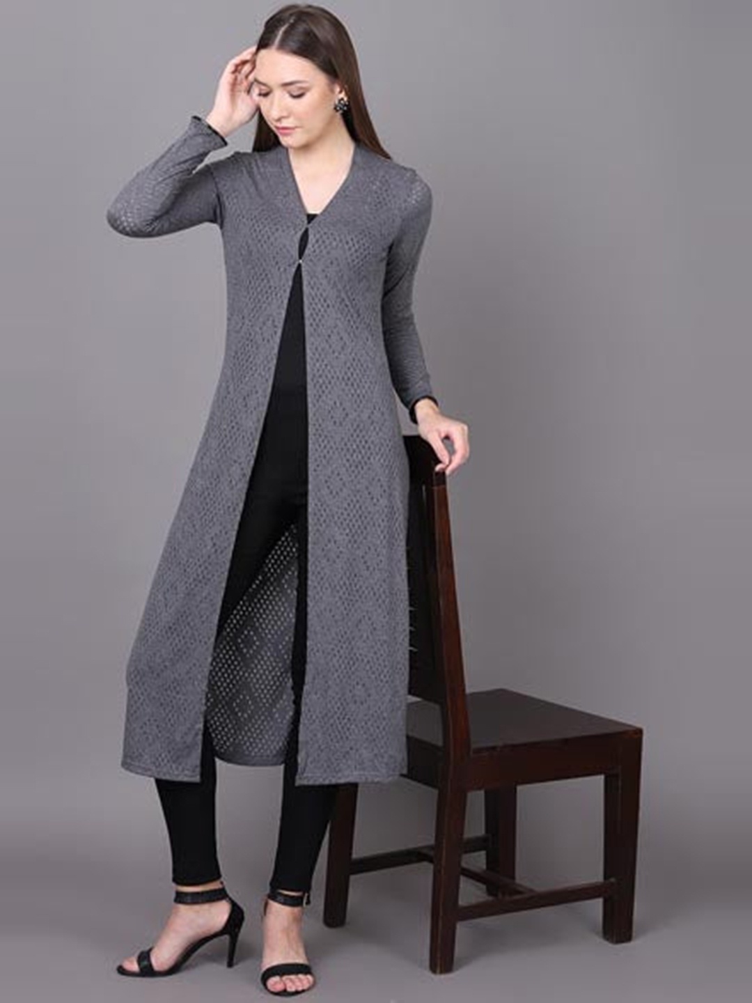 

Lakshita Women Grey Longline Shrug