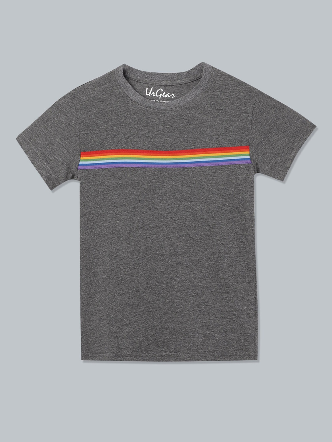 

UrGear Kids Grey & Orange Striped T-shirt