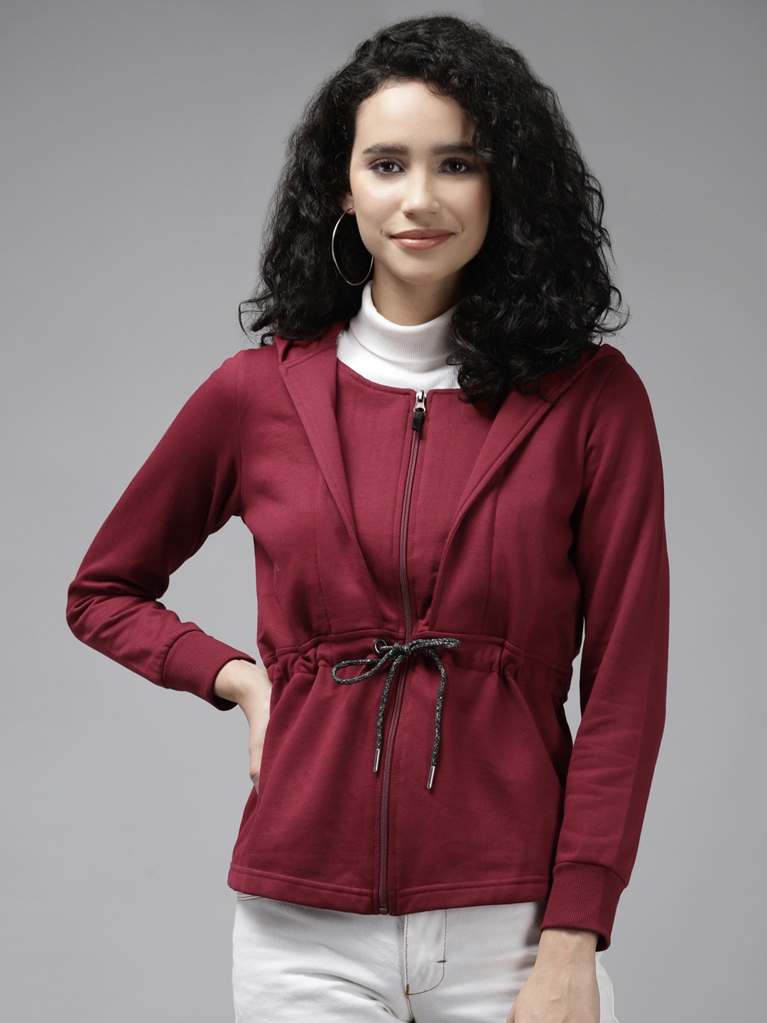 

Cayman Women Maroon Hooded Sweatshirt